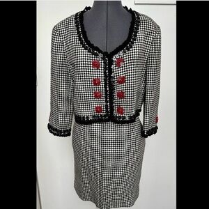 1990s MOSCHINO CHEAP & CHIC houndstooth skirt suit jacket heart buttons 12
